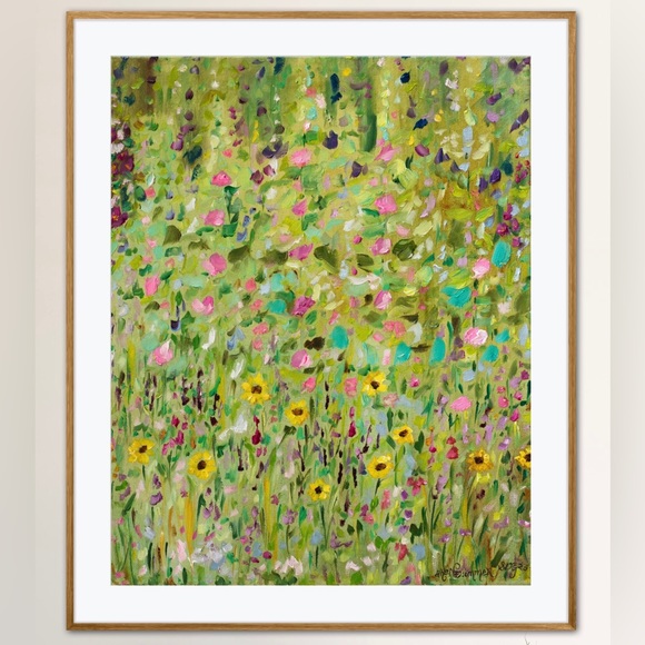 Oil Painting by Aren Dummer Other - Flower Garden Wild Free Art Print Abstract floral whimsy cottagecore fairy decor